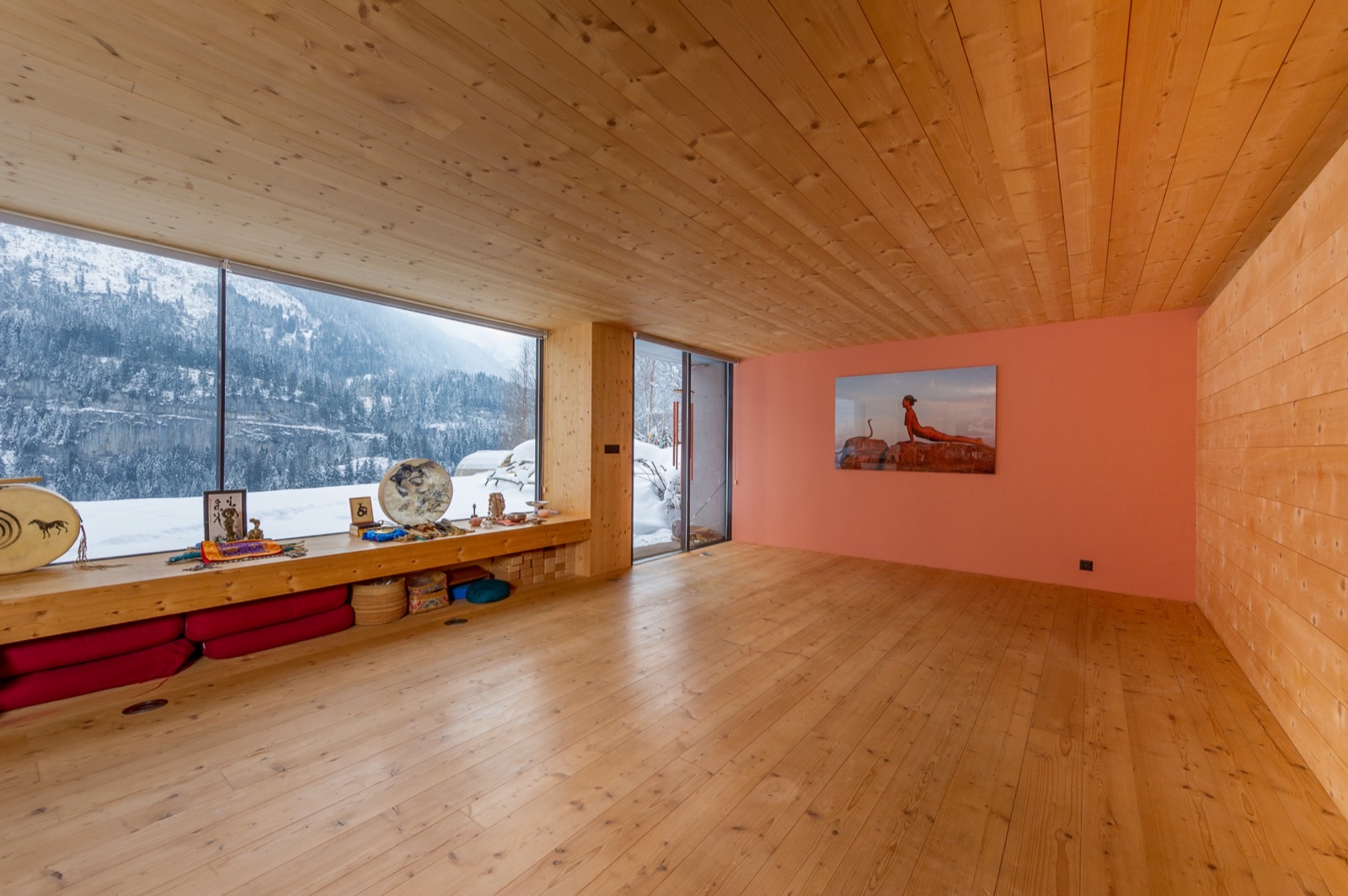 The bright yoga and mobility room